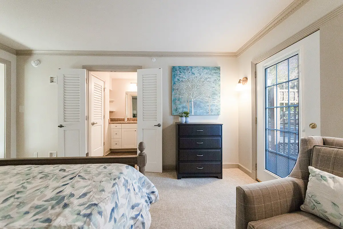 Private accommodations in an assisted living community with comfortable furnishings