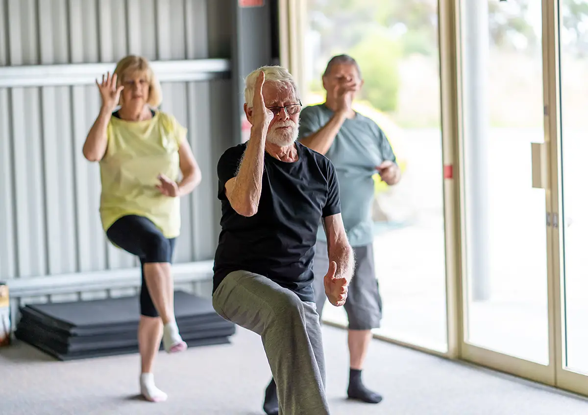 Seniors participating in wellness and fitness programs at an independent living facility