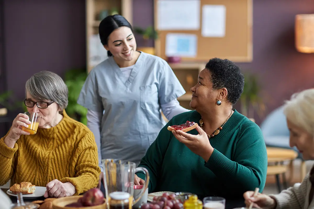 Nutritional counselor discussing healthy eating habits with a patient